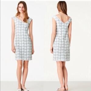 Tory Burch Brooklynn Lace Dress V-Neck size 6 White Sea Moss Green Lining